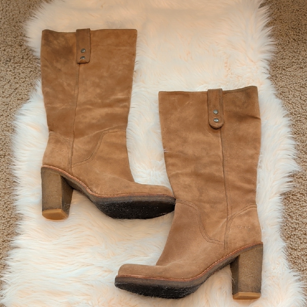 UGG Women's VNTG Carmel Suede Rubber Heeled Boots Convertible 8.5